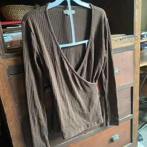 Madewell Chocolate Ribbed Knit Top